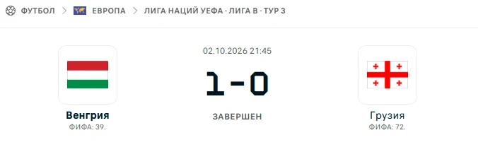 Венгрия - Грузия результат матча