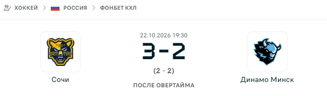 Сочи - Динамо Минск результат матча
