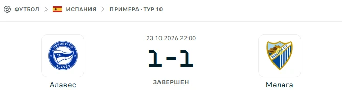 Алавес - Малага результат матча