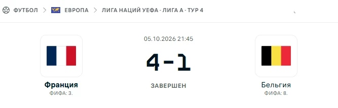 Франция - Бельгия результат матча