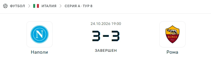 Наполи - Рома результат матча