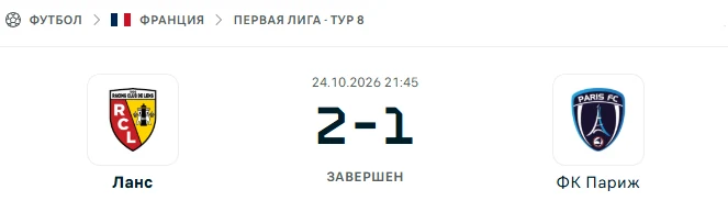 Ланс - ФК Париж результат матча