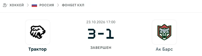 Трактор - Ак Барс результат матча