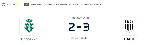 Спортинг - ЛАСК результат матча
