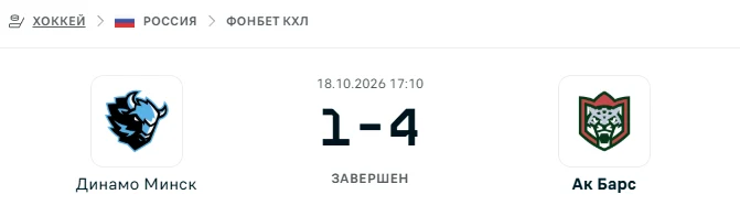 Динамо Минск - Ак Барс результат матча