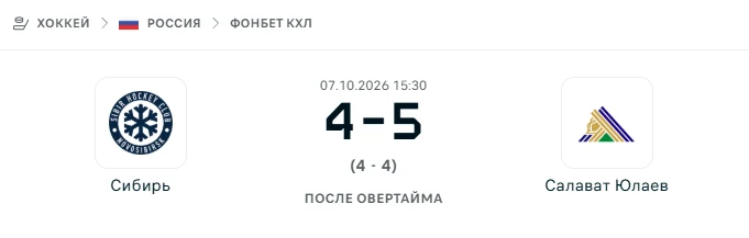 Сибирь - Салават Юлаев результат матча