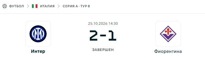 Интер - Фиорентина результат матча