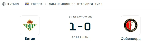 Бетис - Фейеноорд результат матча