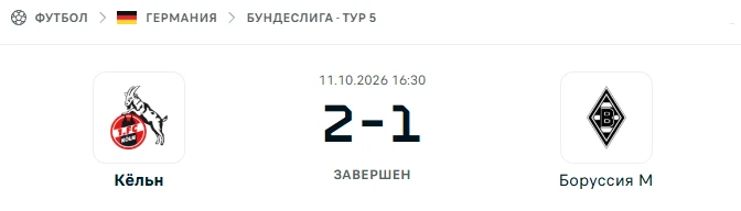 Кёльн - Боруссия М результат матча