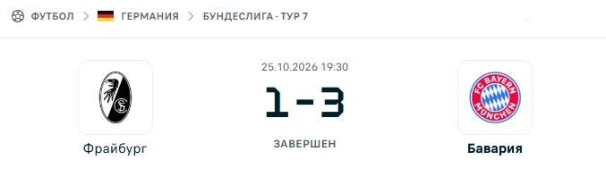 Фрайбург - Бавария результат матча