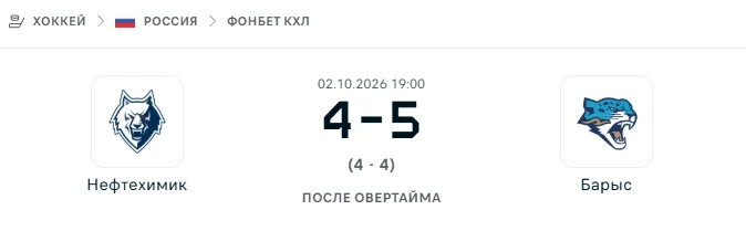 Нефтехимик - Барыс результат матча