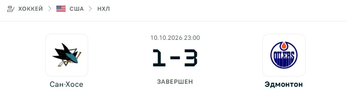 Сан-Хосе - Эдмонтон результат матча