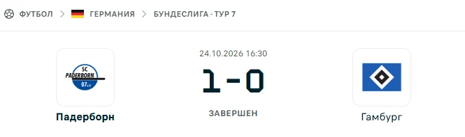 Падерборн - Гамбург результат матча