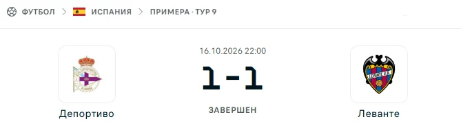 Депортиво - Леванте результат матча