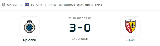 Брюгге - Ланс результат матча