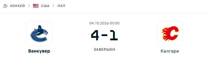Ванкувер - Калгари результат матча