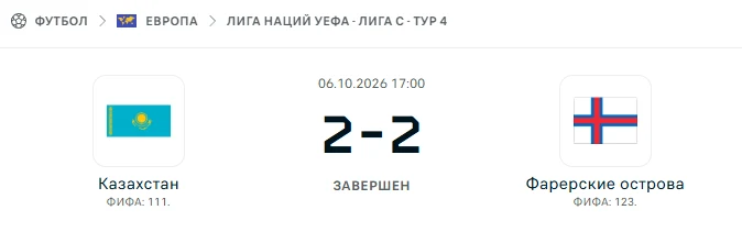 Казахстан - Фарерские острова результат матча