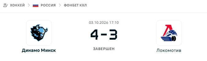 Динамо Минск - Локомотив результат матча