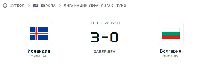 Исландия - Болгария результат матча