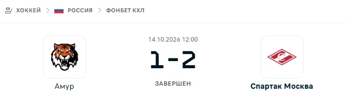 Амур - Спартак Москва результат матча