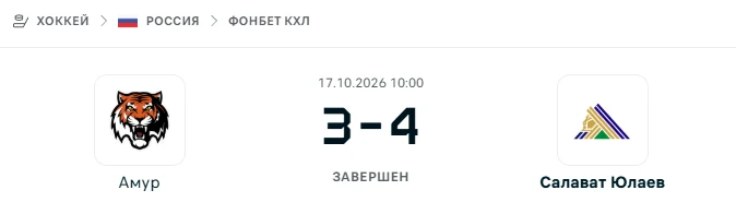 Амур - Салават Юлаев результат матча