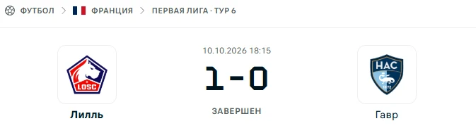 Лилль - Гавр результат матча
