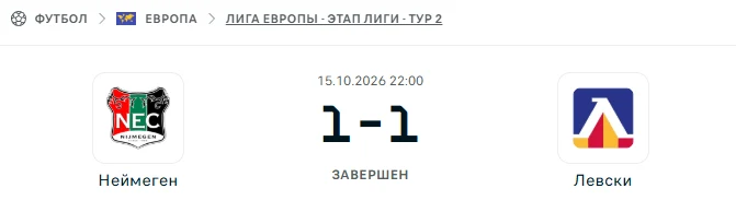 Неймеген - Левски результат матча