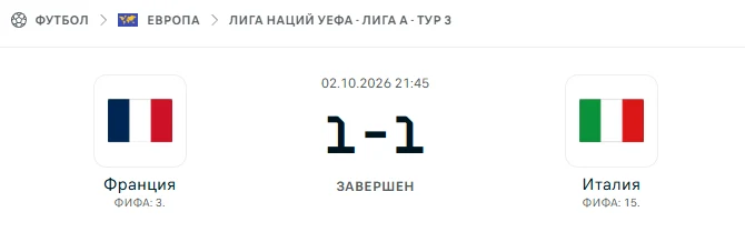 Франция - Италия результат матча
