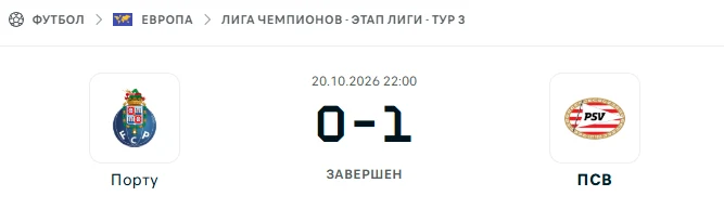 Порту - ПСВ результат матча