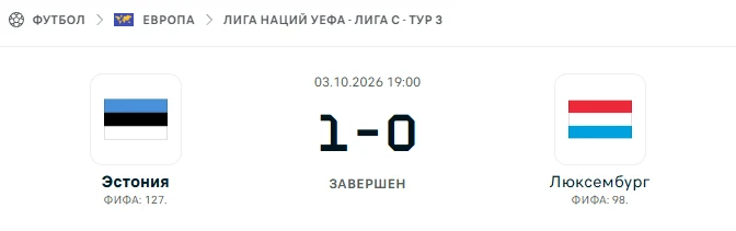 Эстония - Люксембург результат матча