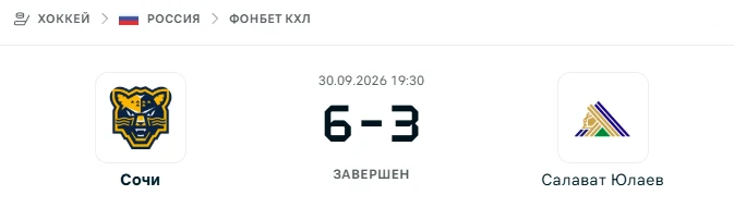 Сочи - Салават Юлаев результат матча